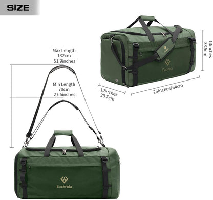 Large Sports Gym Bag, Travel Duffel bag with Wet Pocket & Shoes Compartment for men women, 65L, Lightweight