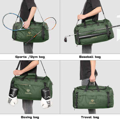 Large Sports Gym Bag, Travel Duffel bag with Wet Pocket & Shoes Compartment for men women, 65L, Lightweight