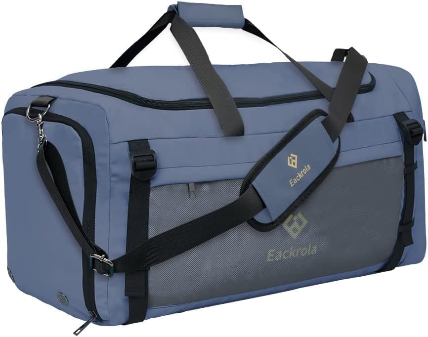 Large Sports Gym Bag, Travel Duffel bag with Wet Pocket & Shoes Compartment for men women, 65L, Lightweight