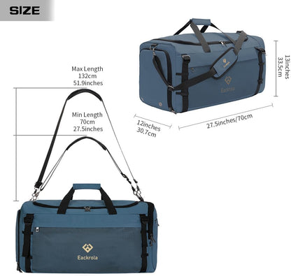 Large Sports Gym Bag, Travel Duffel bag with Wet Pocket & Shoes Compartment for men women, 65L, Lightweight