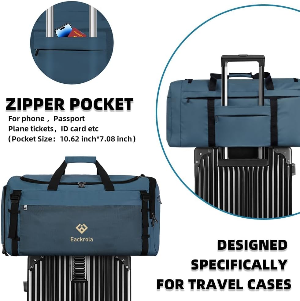 Large Sports Gym Bag, Travel Duffel bag with Wet Pocket & Shoes Compartment for men women, 65L, Lightweight