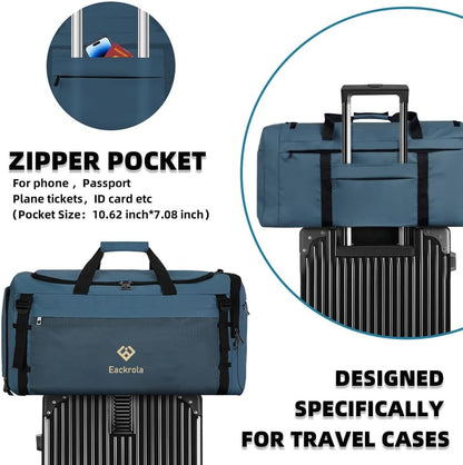 Large Sports Gym Bag, Travel Duffel bag with Wet Pocket & Shoes Compartment for men women, 65L, Lightweight