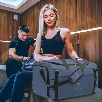 Large Sports Gym Bag, Travel Duffel bag with Wet Pocket & Shoes Compartment for men women, 65L, Lightweight