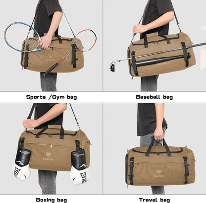 Large Sports Gym Bag, Travel Duffel bag with Wet Pocket & Shoes Compartment for men women, 65L, Lightweight