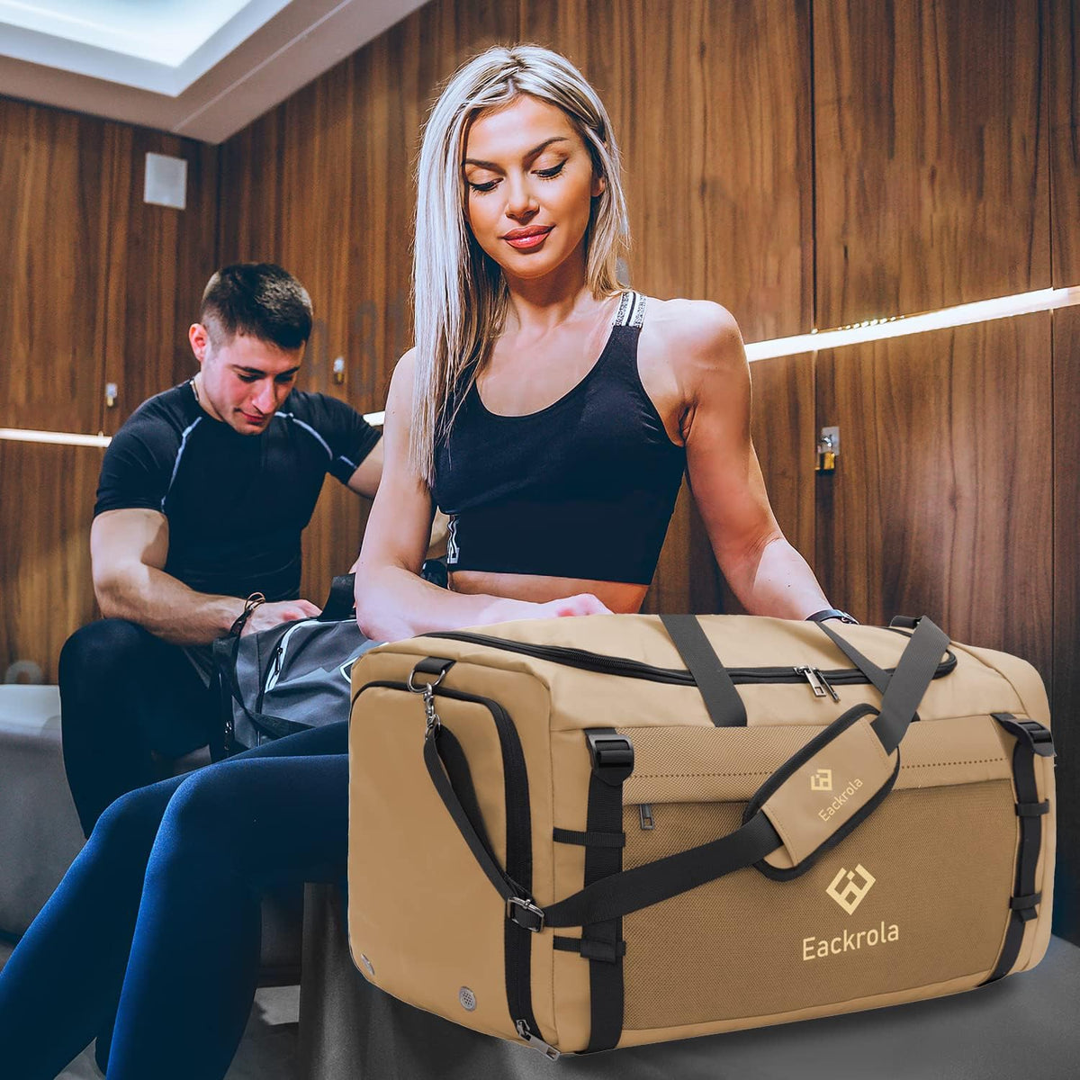 Large Sports Gym Bag, Travel Duffel bag with Wet Pocket & Shoes Compartment for men women, 65L, Lightweight