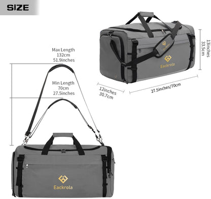 Large Sports Gym Bag, Travel Duffel bag with Wet Pocket & Shoes Compartment for men women, 65L, Lightweight