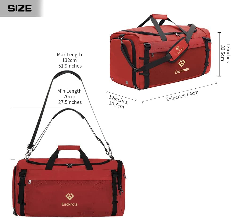 Large Sports Gym Bag, Travel Duffel bag with Wet Pocket & Shoes Compartment for men women, 65L, Lightweight