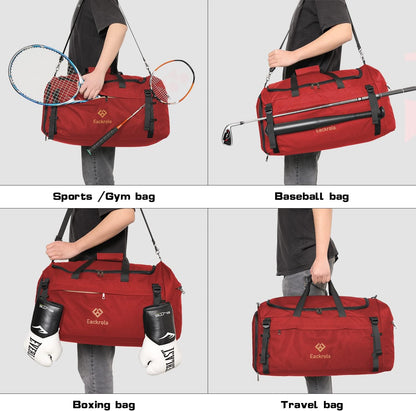 Large Sports Gym Bag, Travel Duffel bag with Wet Pocket & Shoes Compartment for men women, 65L, Lightweight