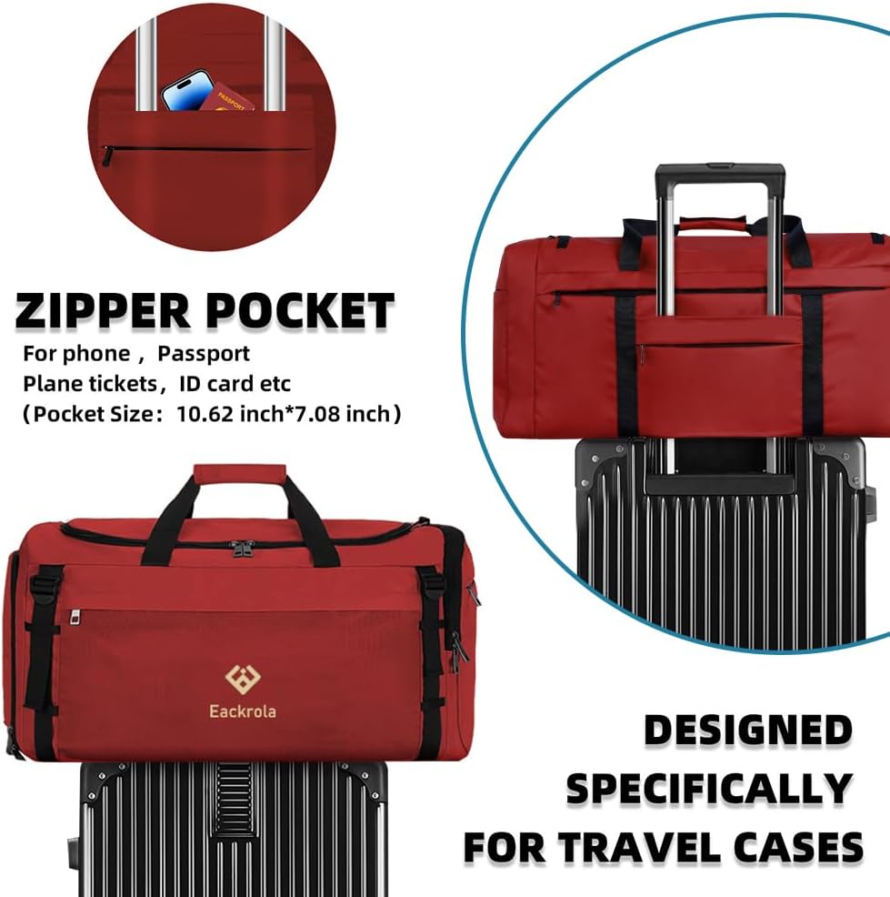 Large Sports Gym Bag, Travel Duffel bag with Wet Pocket & Shoes Compartment for men women, 65L, Lightweight