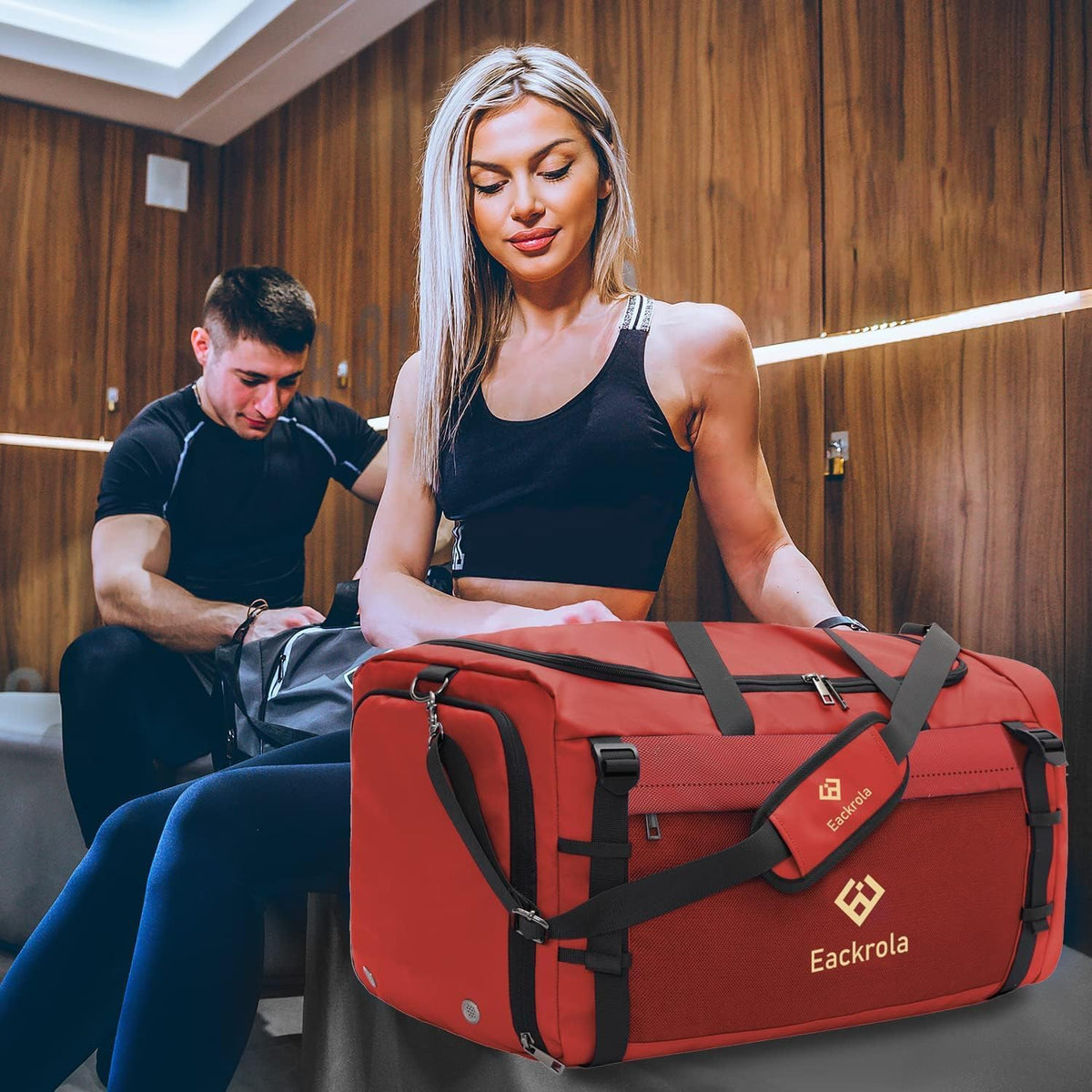 Large Sports Gym Bag, Travel Duffel bag with Wet Pocket & Shoes Compartment for men women, 65L, Lightweight