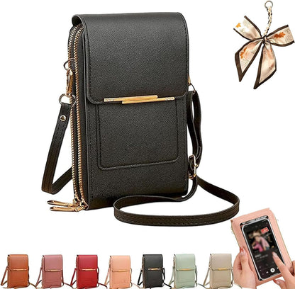 Crossbody Phone Wallet - Anti Theft Leather Bag, Touchscreen Phone Crossbody Bag for Women, RFID Leather Wallet Purse