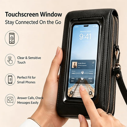 Crossbody Phone Wallet - Anti Theft Leather Bag, Touchscreen Phone Crossbody Bag for Women, RFID Leather Wallet Purse