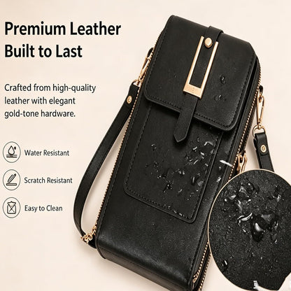 Crossbody Phone Wallet - Anti Theft Leather Bag, Touchscreen Phone Crossbody Bag for Women, RFID Leather Wallet Purse