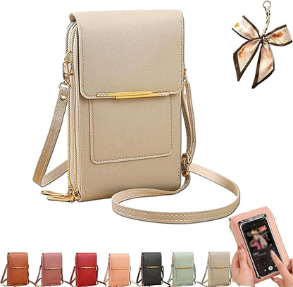 Crossbody Phone Wallet - Anti Theft Leather Bag, Touchscreen Phone Crossbody Bag for Women, RFID Leather Wallet Purse