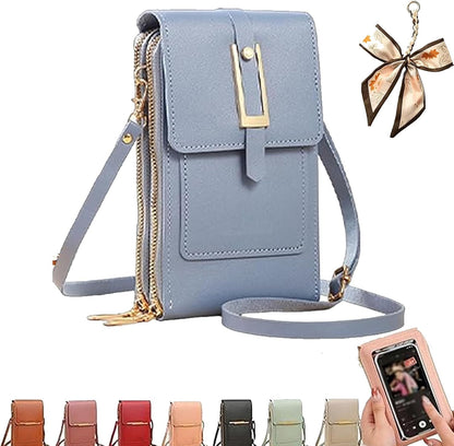 Crossbody Phone Wallet - Anti Theft Leather Bag, Touchscreen Phone Crossbody Bag for Women, RFID Leather Wallet Purse