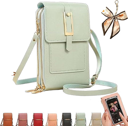 Crossbody Phone Wallet - Anti Theft Leather Bag, Touchscreen Phone Crossbody Bag for Women, RFID Leather Wallet Purse