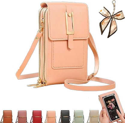 Crossbody Phone Wallet - Anti Theft Leather Bag, Touchscreen Phone Crossbody Bag for Women, RFID Leather Wallet Purse