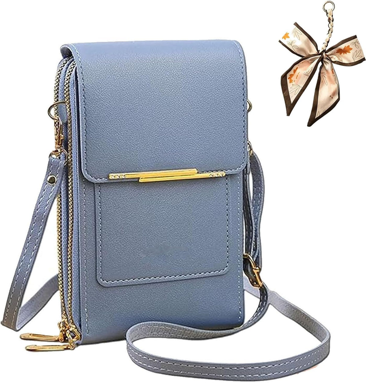 Crossbody Phone Wallet - Anti Theft Leather Bag, Touchscreen Phone Crossbody Bag for Women, RFID Leather Wallet Purse