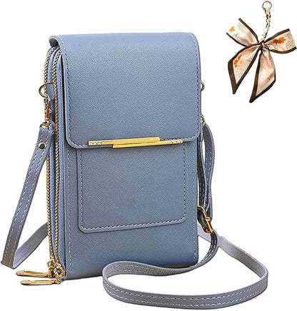 Crossbody Phone Wallet - Anti Theft Leather Bag, Touchscreen Phone Crossbody Bag for Women, RFID Leather Wallet Purse