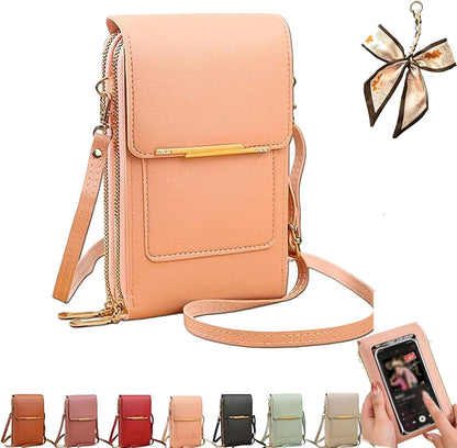 Crossbody Phone Wallet - Anti Theft Leather Bag, Touchscreen Phone Crossbody Bag for Women, RFID Leather Wallet Purse