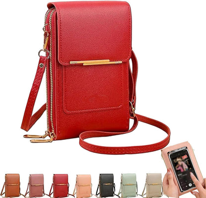 Crossbody Phone Wallet - Anti Theft Leather Bag, Touchscreen Phone Crossbody Bag for Women, RFID Leather Wallet Purse