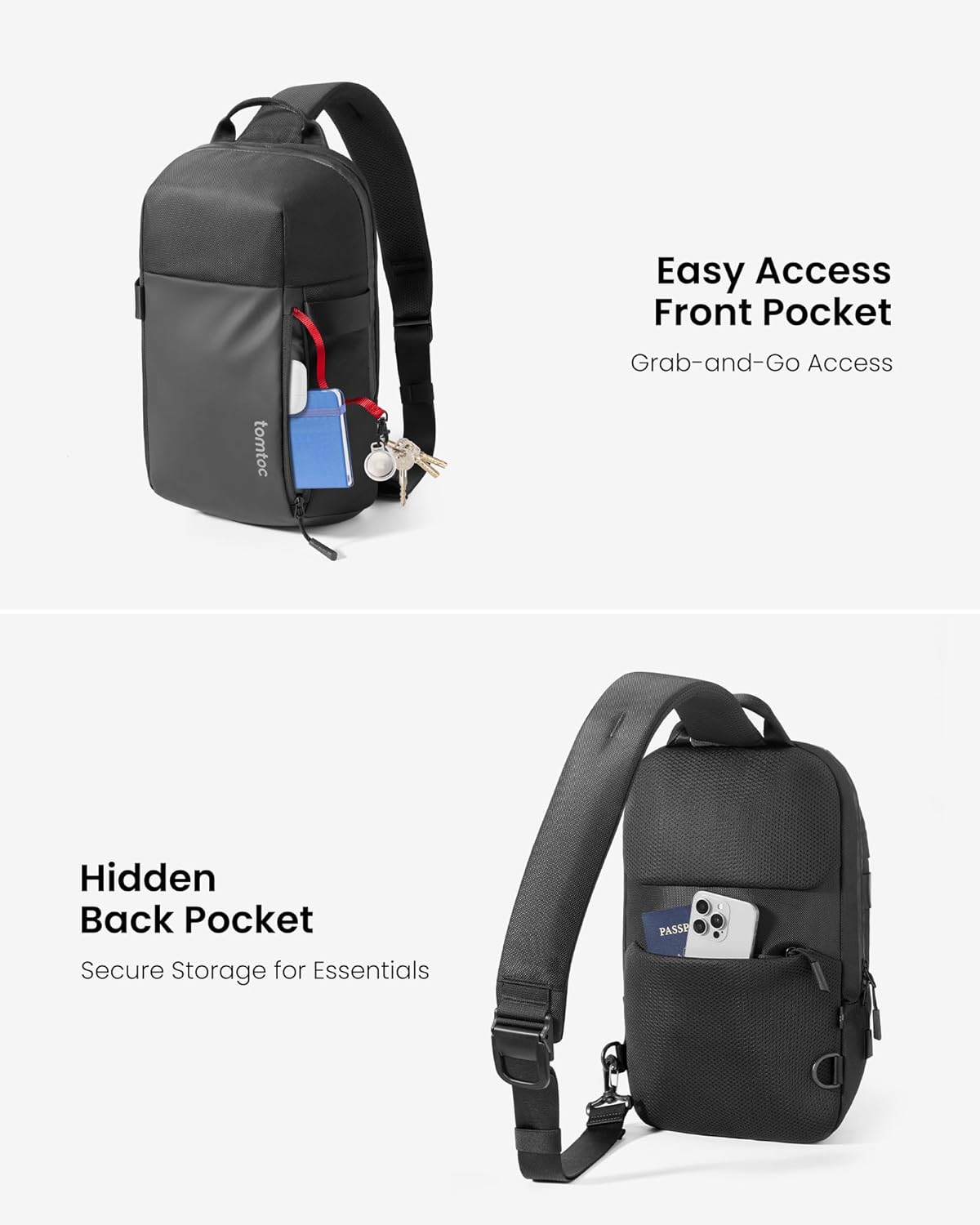 5L Compact Sling Backpack for Men Women, Lightweight Crossbody Shoulder Bag for 2026 11-inch iPad Air M4/M3, iPad Pro M5/M4, iPad A16, Nintendo Switch 2/Rog Xbox Ally X, EDC Daypack - XS Size