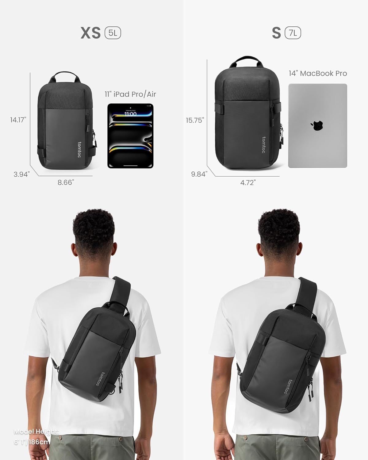 5L Compact Sling Backpack for Men Women, Lightweight Crossbody Shoulder Bag for 2026 11-inch iPad Air M4/M3, iPad Pro M5/M4, iPad A16, Nintendo Switch 2/Rog Xbox Ally X, EDC Daypack - XS Size