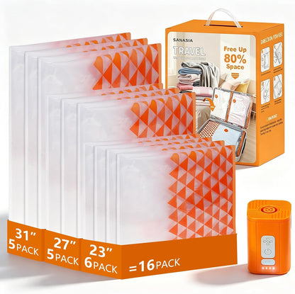 Vacuum Seal Bags for Clothing Travel, Large Space Saver Storage Bags (15 Pack) - Thickened Waterproof Compression Packing Cubes for Luggage, Mattress & Blanket Storage, Hand Pump Included