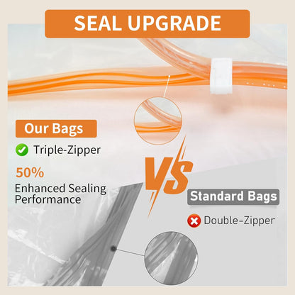 Vacuum Seal Bags for Clothing Travel, Large Space Saver Storage Bags (15 Pack) - Thickened Waterproof Compression Packing Cubes for Luggage, Mattress & Blanket Storage, Hand Pump Included