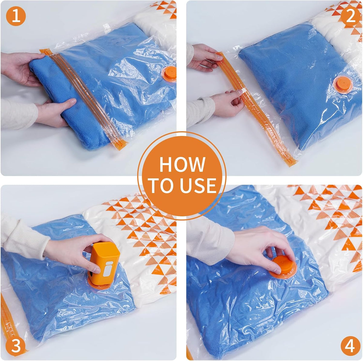 Vacuum Seal Bags for Clothing Travel, Large Space Saver Storage Bags (15 Pack) - Thickened Waterproof Compression Packing Cubes for Luggage, Mattress & Blanket Storage, Hand Pump Included