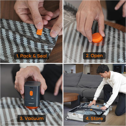 Vacuum Storage Bags for Travel with Rechargeable Pump, Carry on Size Compression Packing Cubes for Luggage and Suitcase, Space Saver Vacuum Seal Bags for Clothing and Clothes, 16 Combo, 4 Travel Sizes