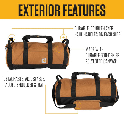 Classic Round Duffel with Utility Pouch, Heavy-Duty, Water-Resistant Packable Gear Bag for Jobsite, Gym, and Travel
