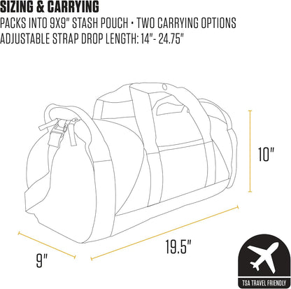 Classic Round Duffel with Utility Pouch, Heavy-Duty, Water-Resistant Packable Gear Bag for Jobsite, Gym, and Travel