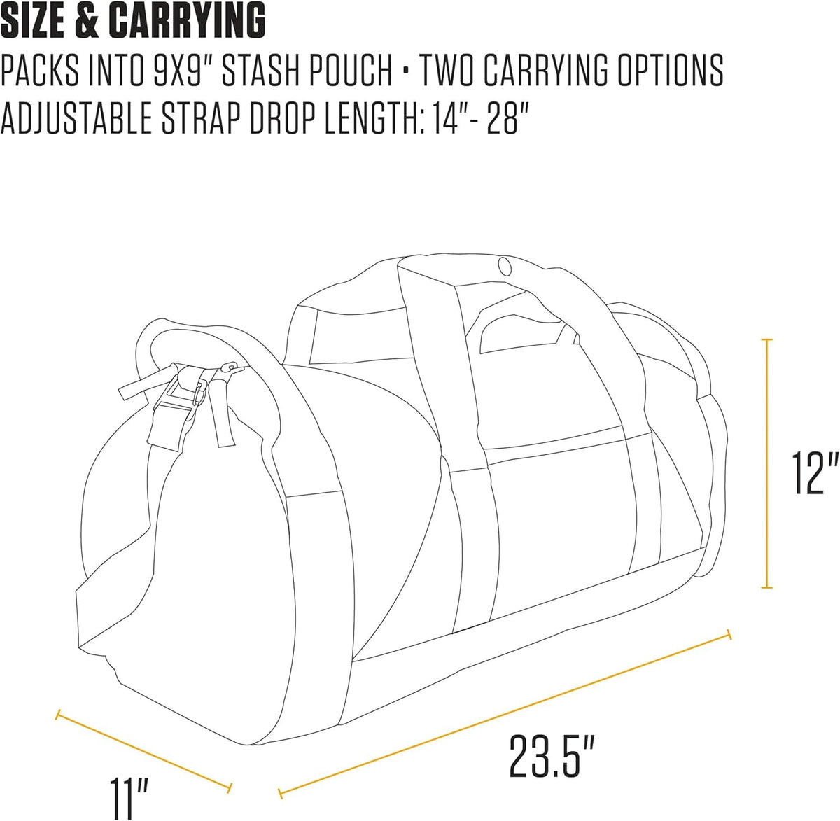 Classic Round Duffel with Utility Pouch, Heavy-Duty, Water-Resistant Packable Gear Bag for Jobsite, Gym, and Travel