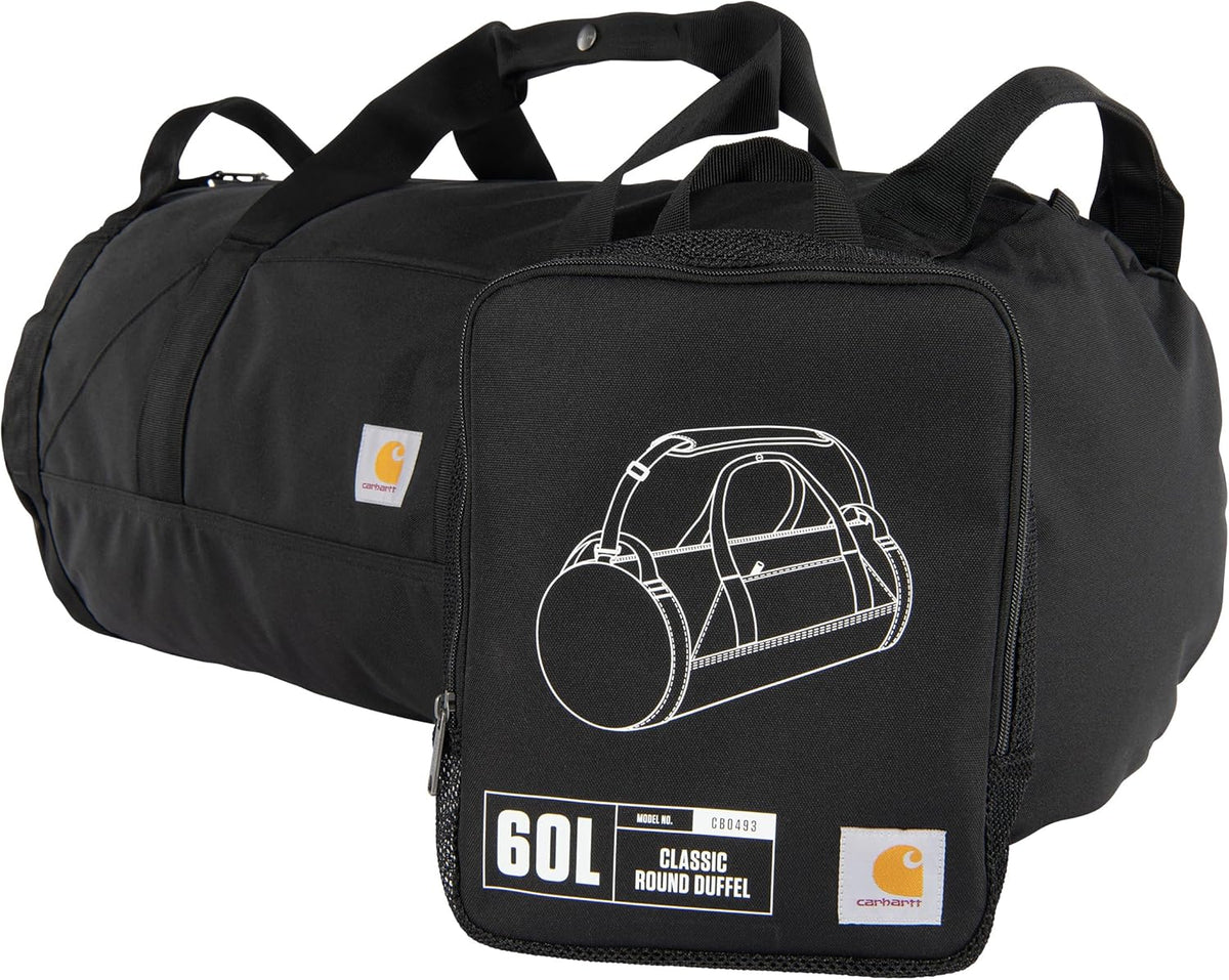 Classic Round Duffel with Utility Pouch, Heavy-Duty, Water-Resistant Packable Gear Bag for Jobsite, Gym, and Travel