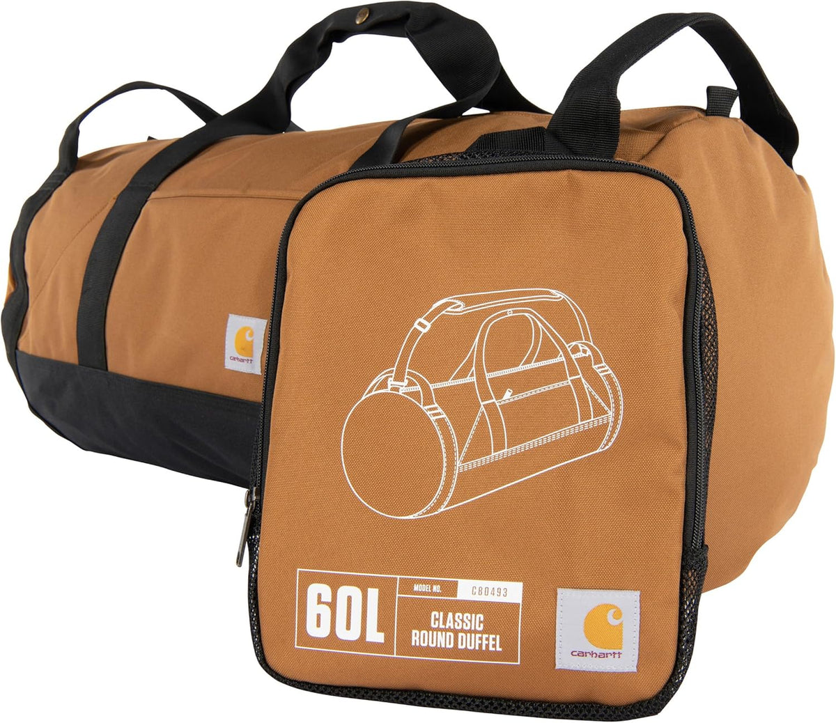 Classic Round Duffel with Utility Pouch, Heavy-Duty, Water-Resistant Packable Gear Bag for Jobsite, Gym, and Travel