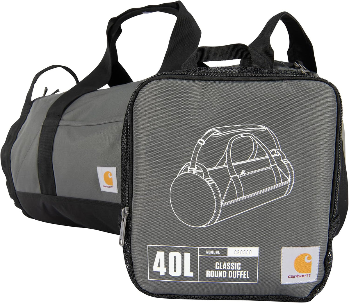 Classic Round Duffel with Utility Pouch, Heavy-Duty, Water-Resistant Packable Gear Bag for Jobsite, Gym, and Travel
