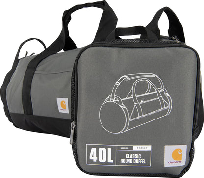 Classic Round Duffel with Utility Pouch, Heavy-Duty, Water-Resistant Packable Gear Bag for Jobsite, Gym, and Travel