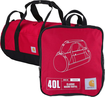Classic Round Duffel with Utility Pouch, Heavy-Duty, Water-Resistant Packable Gear Bag for Jobsite, Gym, and Travel