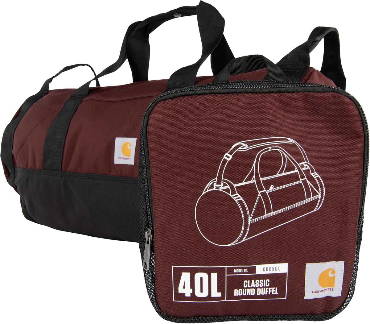 Classic Round Duffel with Utility Pouch, Heavy-Duty, Water-Resistant Packable Gear Bag for Jobsite, Gym, and Travel