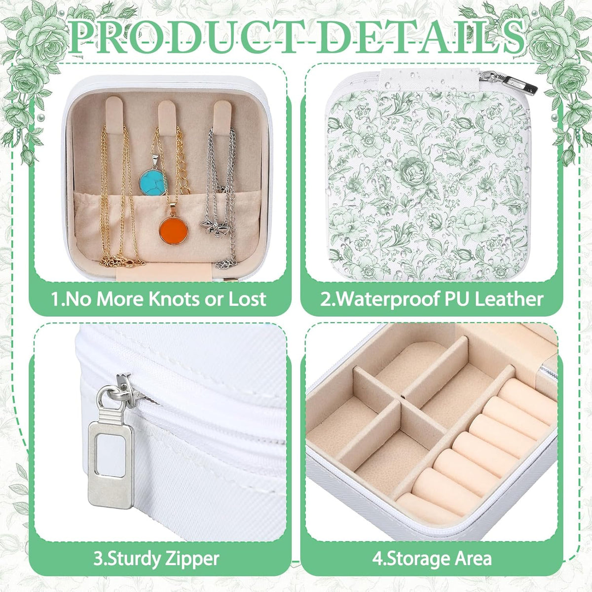 8 Pcs Blue and White Floral Travel Jewelry Case Bulk Small Bridesmaid Jewelry Organizers and Storage Box Gifts Little Accessories Holder Tiny Wedding Bridal Party Favors for Women