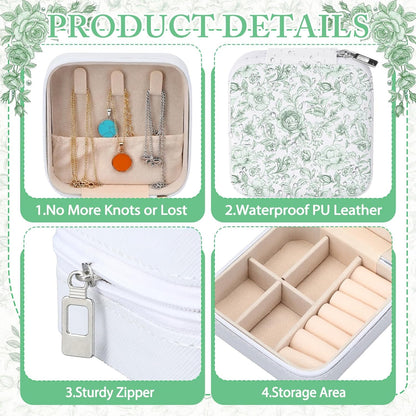 8 Pcs Blue and White Floral Travel Jewelry Case Bulk Small Bridesmaid Jewelry Organizers and Storage Box Gifts Little Accessories Holder Tiny Wedding Bridal Party Favors for Women