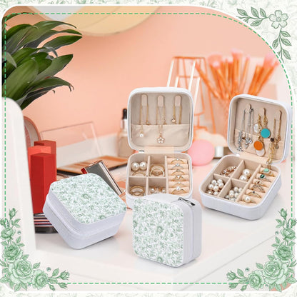 8 Pcs Blue and White Floral Travel Jewelry Case Bulk Small Bridesmaid Jewelry Organizers and Storage Box Gifts Little Accessories Holder Tiny Wedding Bridal Party Favors for Women