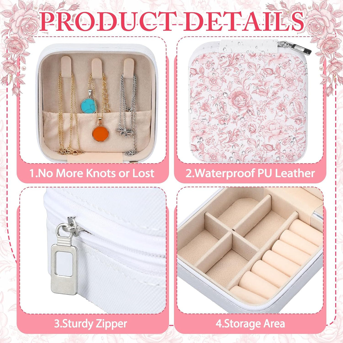 8 Pcs Blue and White Floral Travel Jewelry Case Bulk Small Bridesmaid Jewelry Organizers and Storage Box Gifts Little Accessories Holder Tiny Wedding Bridal Party Favors for Women