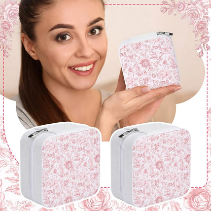 8 Pcs Blue and White Floral Travel Jewelry Case Bulk Small Bridesmaid Jewelry Organizers and Storage Box Gifts Little Accessories Holder Tiny Wedding Bridal Party Favors for Women