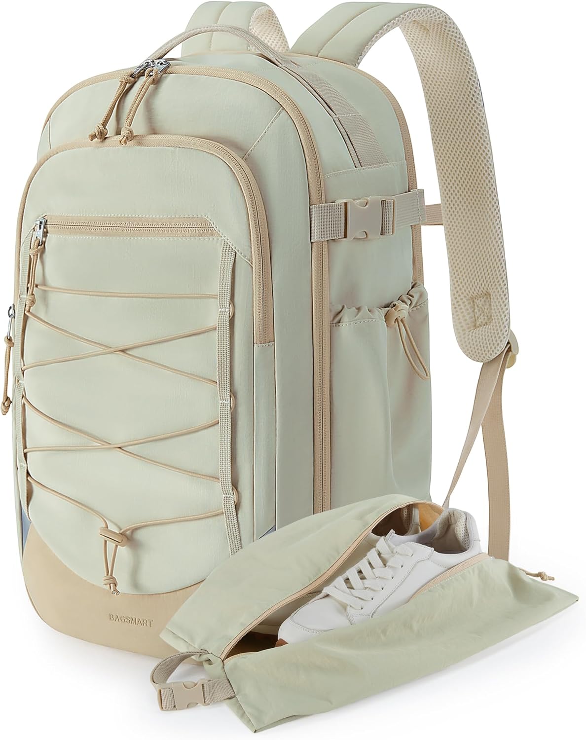 30L Travel Backpack, 15.6 Inch Carry On Backpack Flight Approved, Water Resistant Weekender Bag Daypack, Camel