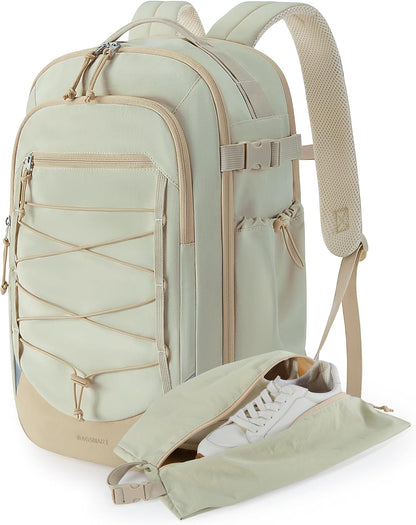 30L Travel Backpack, 15.6 Inch Carry On Backpack Flight Approved, Water Resistant Weekender Bag Daypack, Camel