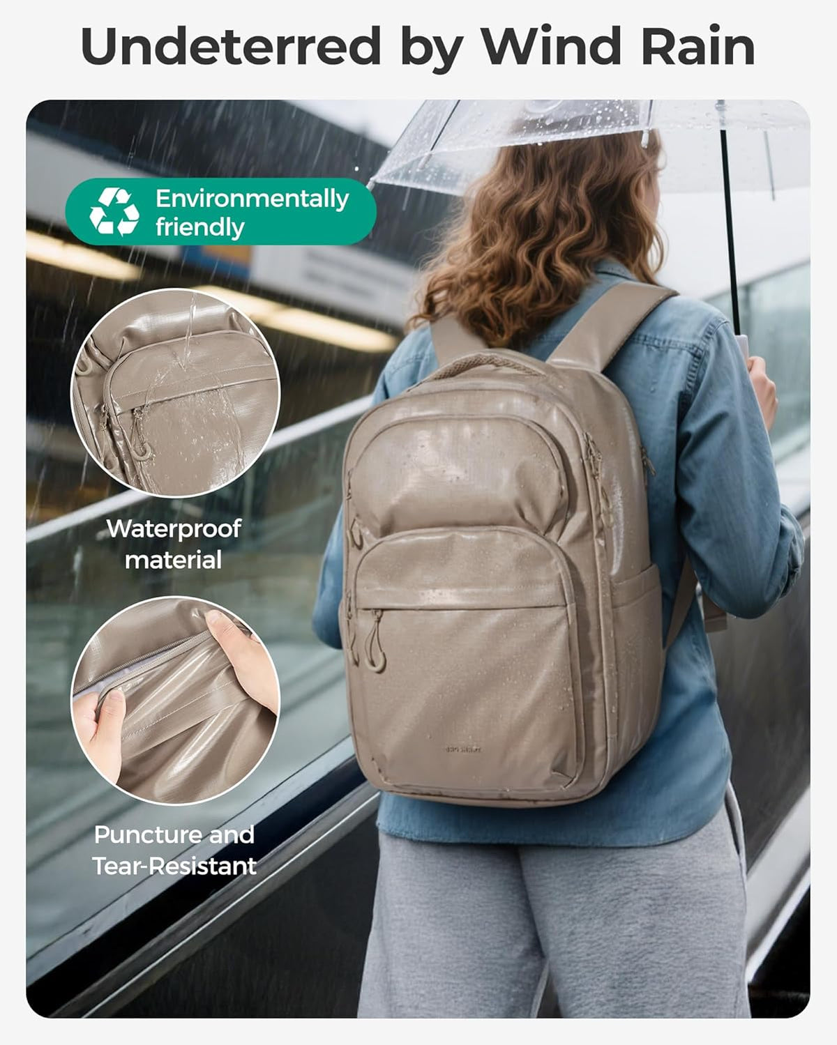 30L Travel Backpack, 15.6 Inch Carry On Backpack Flight Approved, Water Resistant Weekender Bag Daypack, Camel