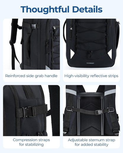 30L Travel Backpack, 15.6 Inch Carry On Backpack Flight Approved, Water Resistant Weekender Bag Daypack, Camel