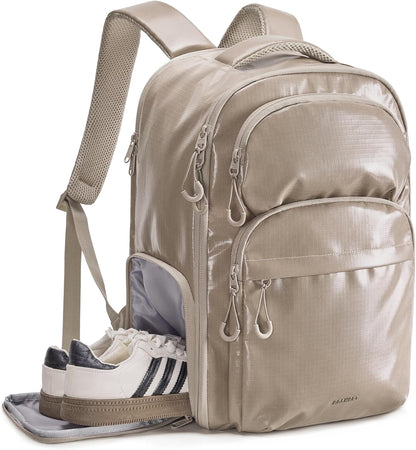 30L Travel Backpack, 15.6 Inch Carry On Backpack Flight Approved, Water Resistant Weekender Bag Daypack, Camel